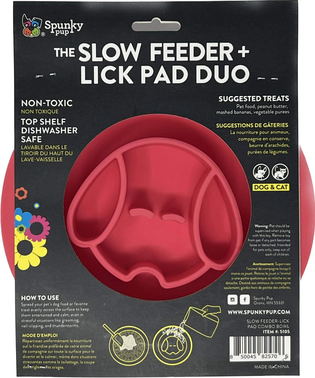 Spunky Pup Slow Feeder and Lick Pad Combo: Flower