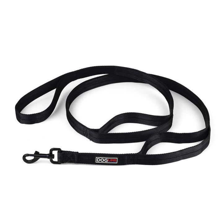 Nylon Multi-Handle Flat Leash: Black / 3 Handle / 6'