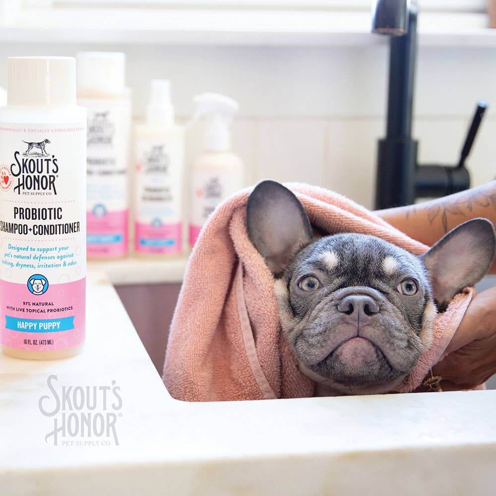 Champú y acondicionador probiótico Skout's Honor – Happy Puppy (16 oz)