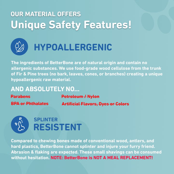BetterBone HARD Grande - Duradero, totalmente natural, sin nailon, sostenible, masticable