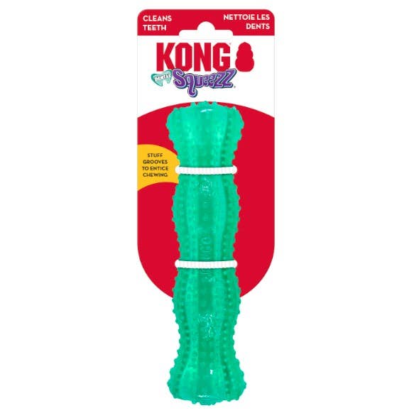 Juguete masticable para perros KONG® Squeezz® Dental Stick, mediano