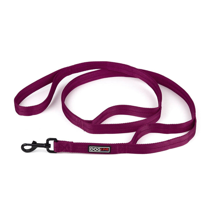 Dogline Nylon Multi-Handle Flat Leash – Berry | 3 Handles | 6'