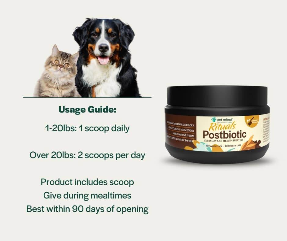 Polvo postbiótico para la salud intestinal Pet Releaf Rituals