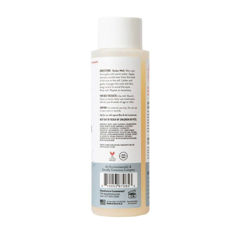 Skout’s Hypoallergenic Probiotic Shampoo + Conditioner – Fragrance-Free (16oz)