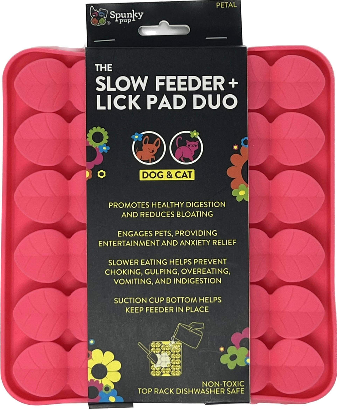 Spunky Pup Slow Feeder and Lick Pad Combo: Flower