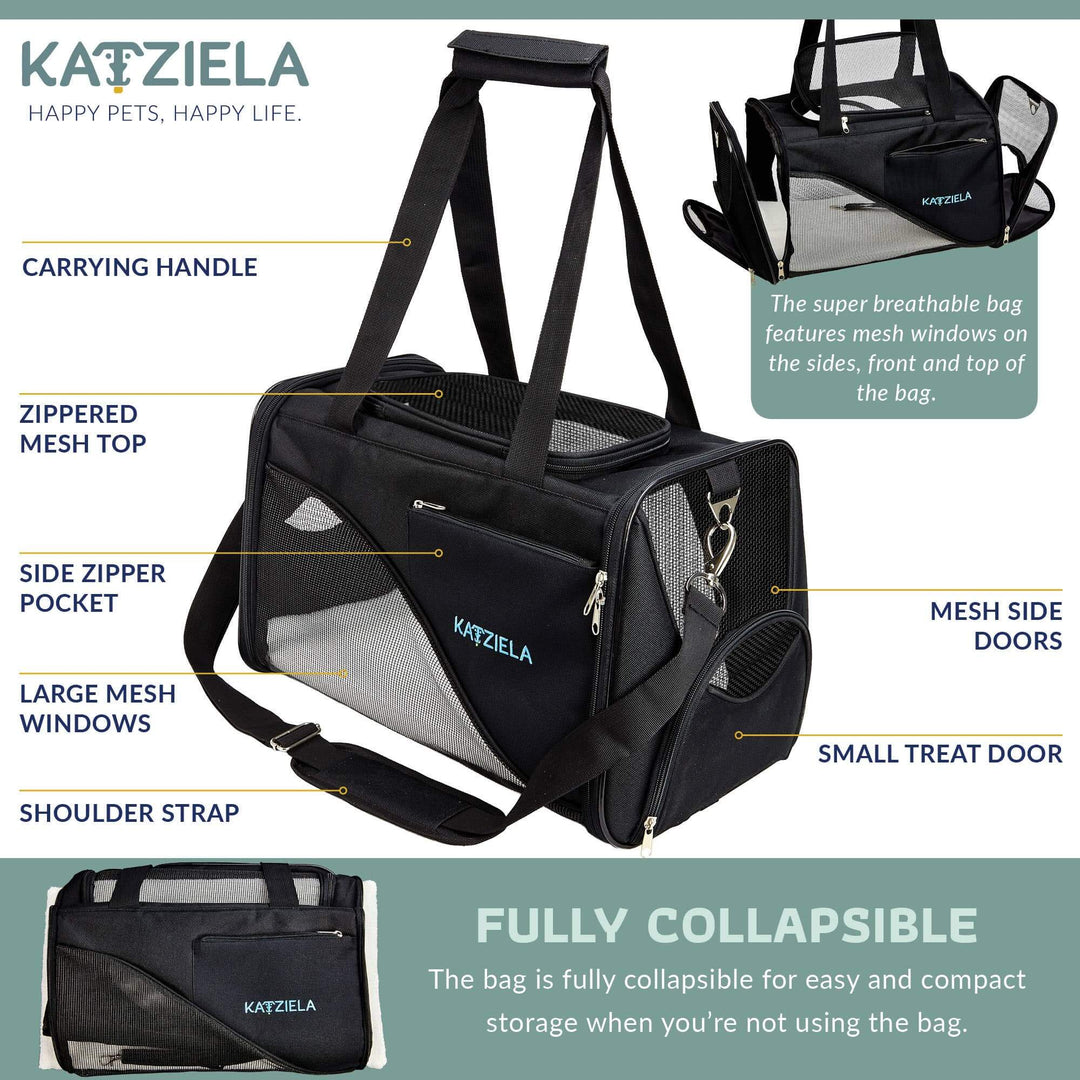 Katziella Soft-Sided Pet Carrier – Airline Approved & Travel-Ready