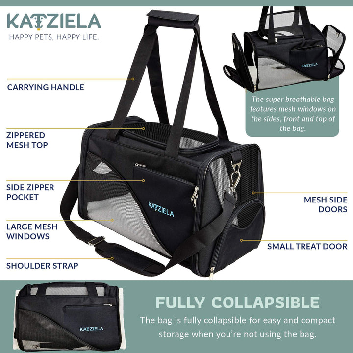 Katziella Soft-Sided Pet Carrier – Airline Approved & Travel-Ready