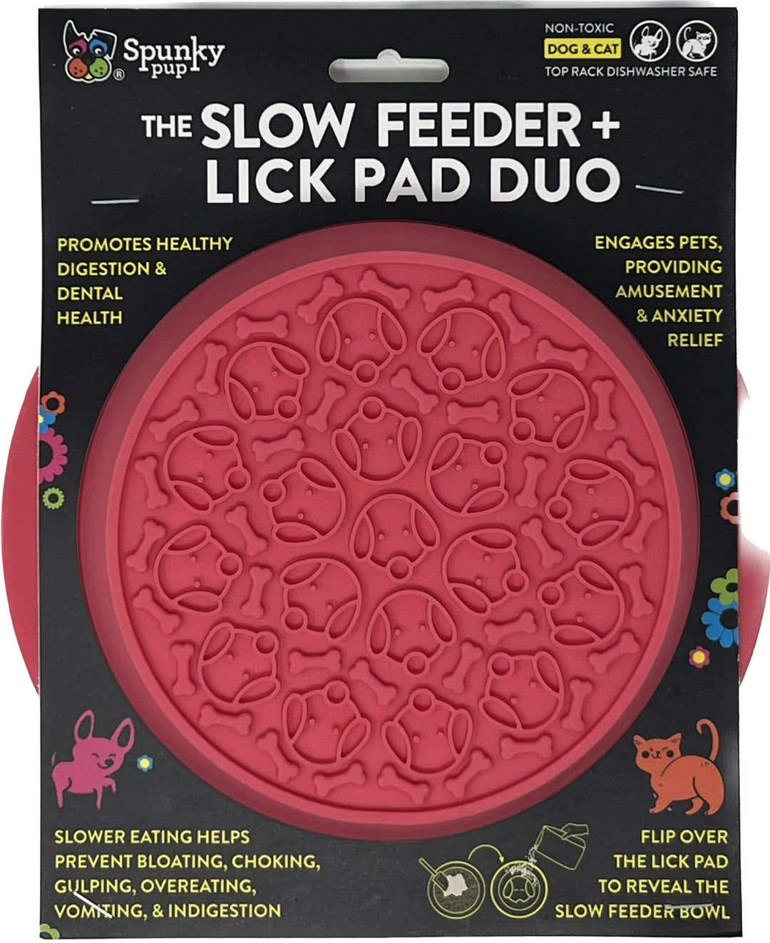 Spunky Pup Slow Feeder and Lick Pad Combo: Flower