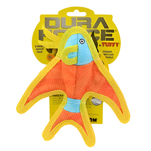Tuffy DuraForce fish dog toy in retail packaging, built for tough chewers and available at dog stores in Washington DC.