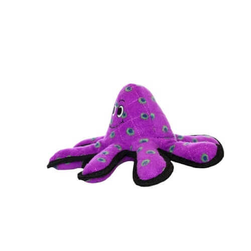 Purple octopus dog toy with durable design and multiple legs, perfect for fetch, tugging, and interactive play.