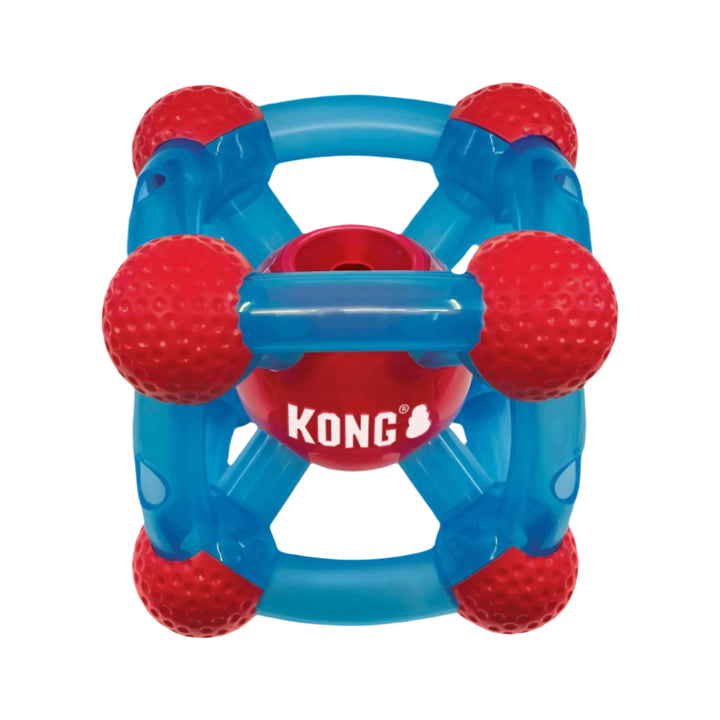 KONG red and blue interactive dog toy with treat dispenser feature for mental stimulation and play