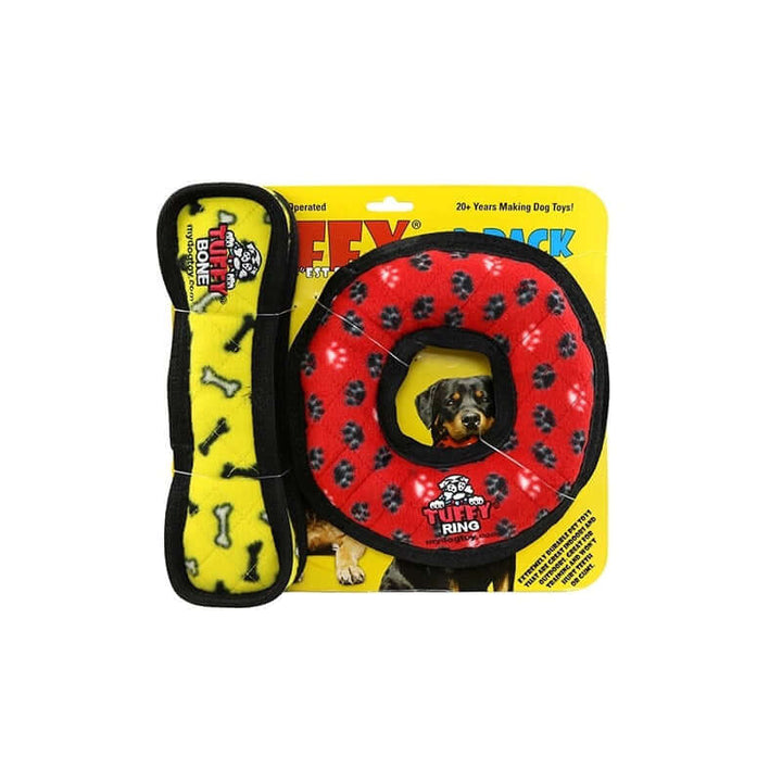 Tuffy® Medium Red Ring & Yellow Bone 2 Pack