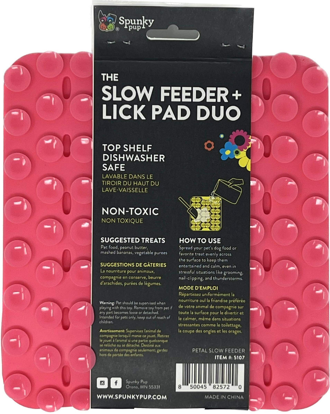 Spunky Pup Slow Feeder and Lick Pad Combo: Flower