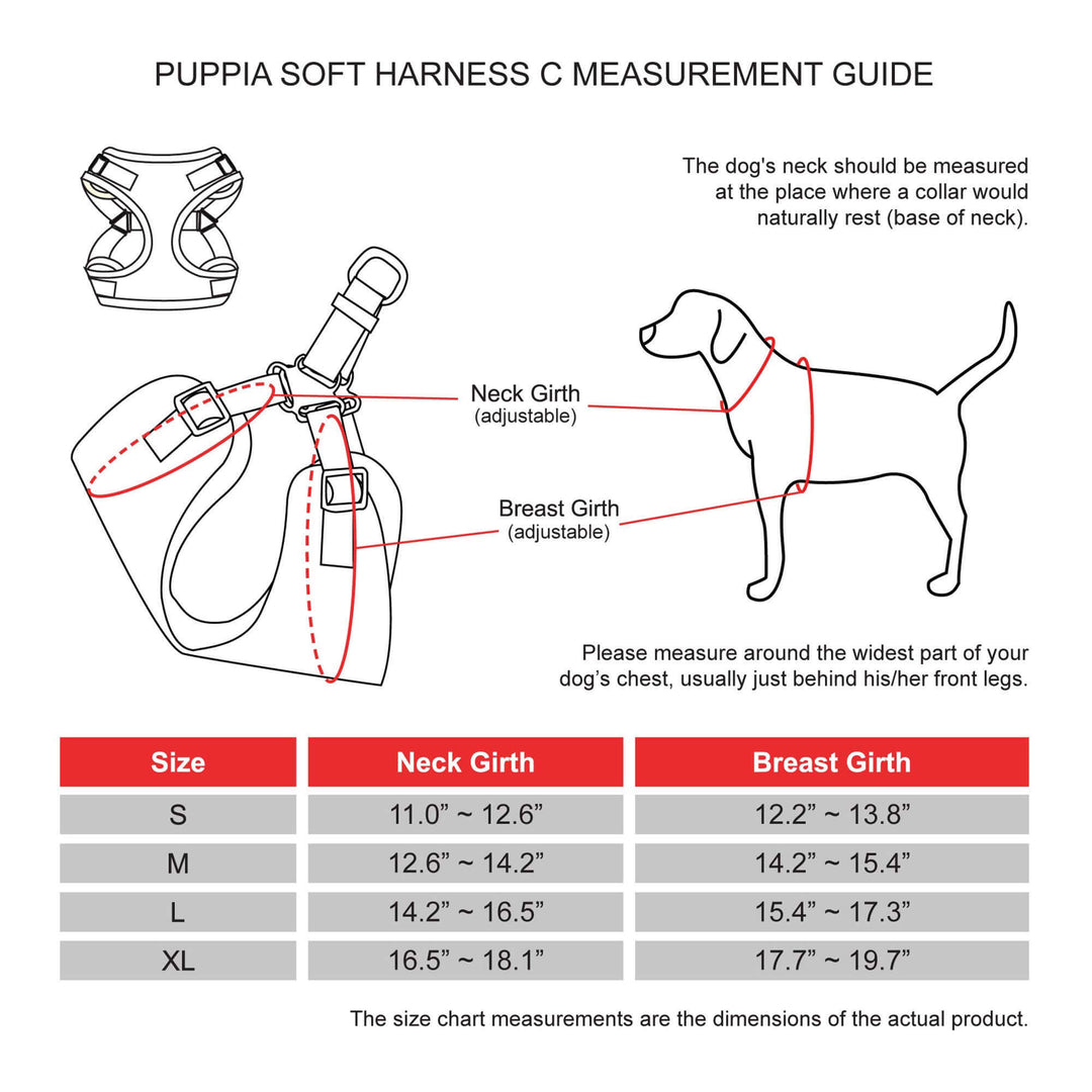 Puppia Soft C Dog Harness – Comfortable, Secure & Lightweight - ORANGE