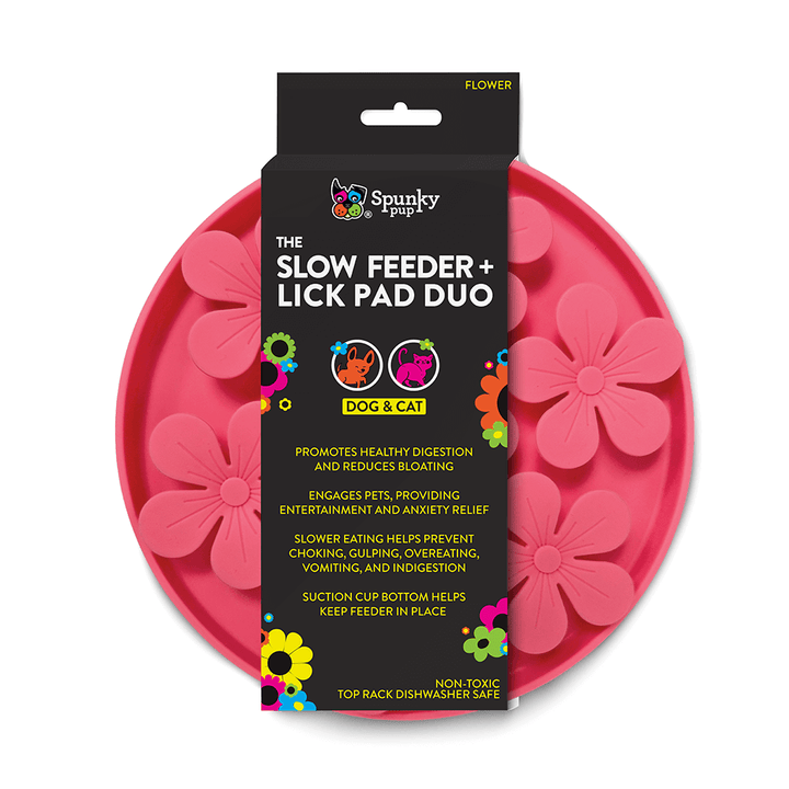 Spunky Pup Slow Feeder and Lick Pad Combo: Flower
