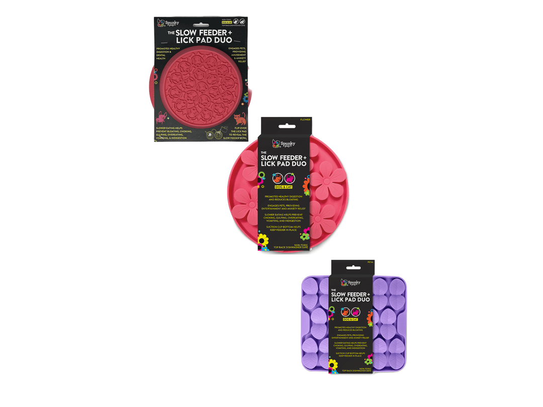 Spunky Pup Slow Feeder and Lick Pad Combo: Flower