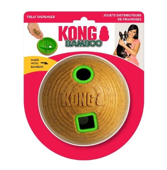 Juguete de enriquecimiento para perros KONG® Bamboo Feeder Ball, tamaño mediano