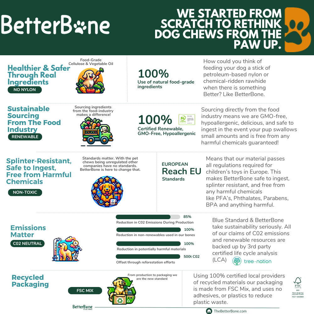 BetterBone HARD Grande - Duradero, totalmente natural, sin nailon, sostenible, masticable