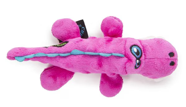 Juguete de peluche para perro GoDog Just For Me Caimán, color rosa (tamaño pequeño)