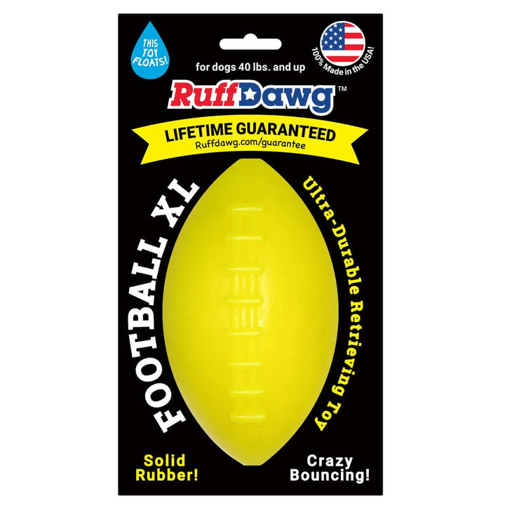 Ruff Dawg Football XL Lifetime Guaranteed Durable dog toy for fetch, floats, and bouncy play.