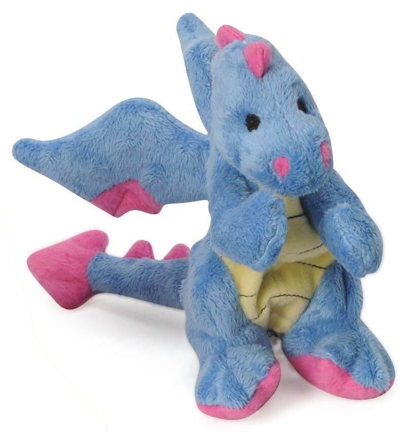 GoDog Dragon w/Chew Guard Periwinkle Plush Dog Toy Small