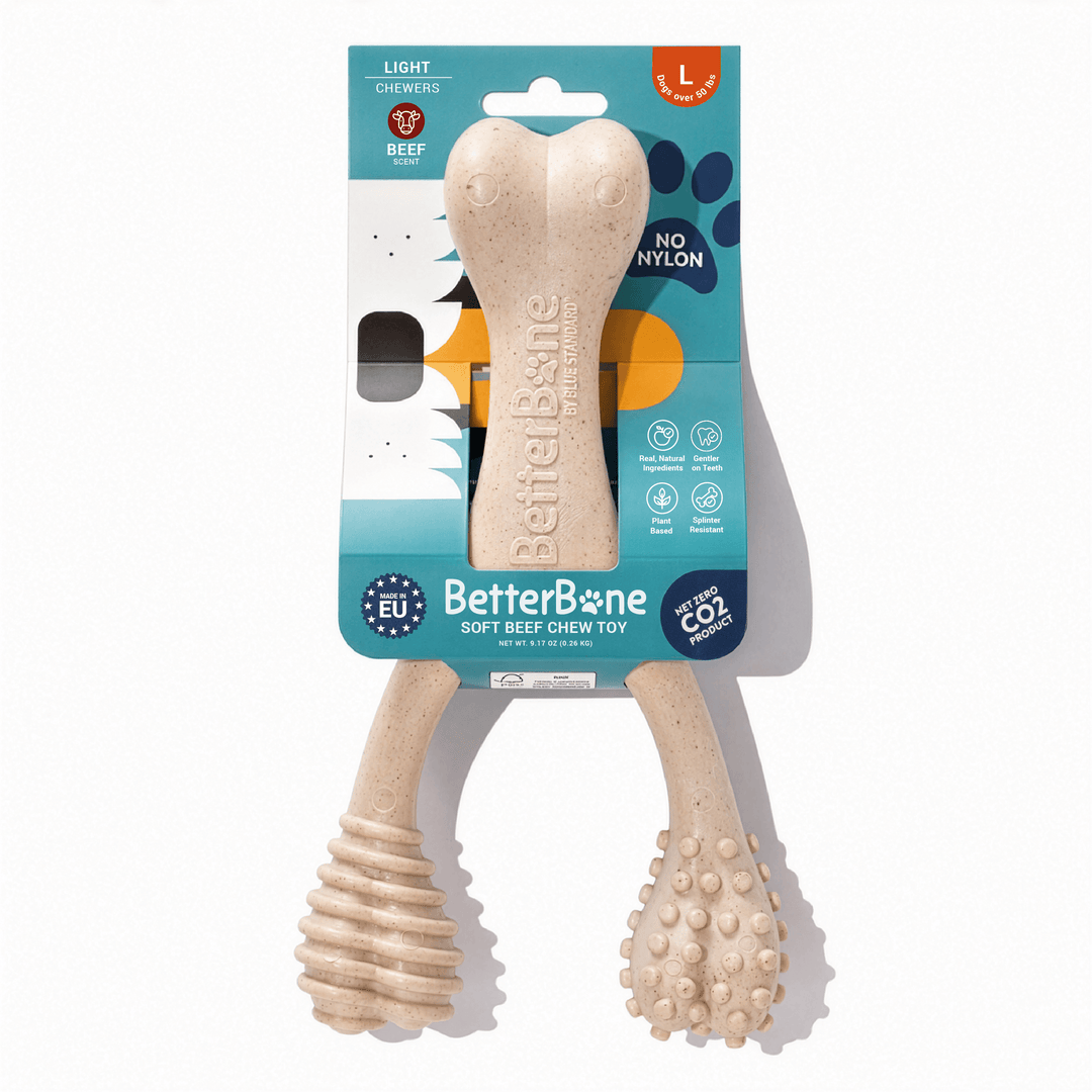 BetterBone Wishbone Plant Based Chew Toy - Moderate / Beef / Large
