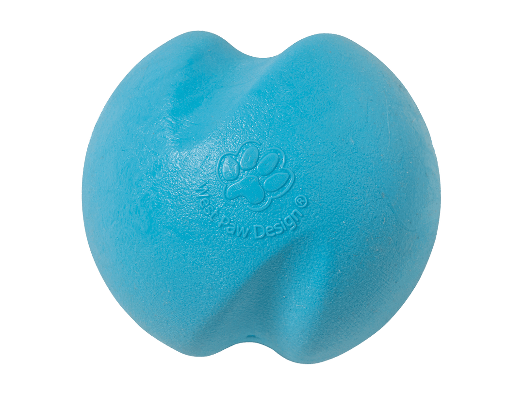 West Paw Jive® Dog Toy Ball for Chew, and Fetch: Aqua Blue / Small