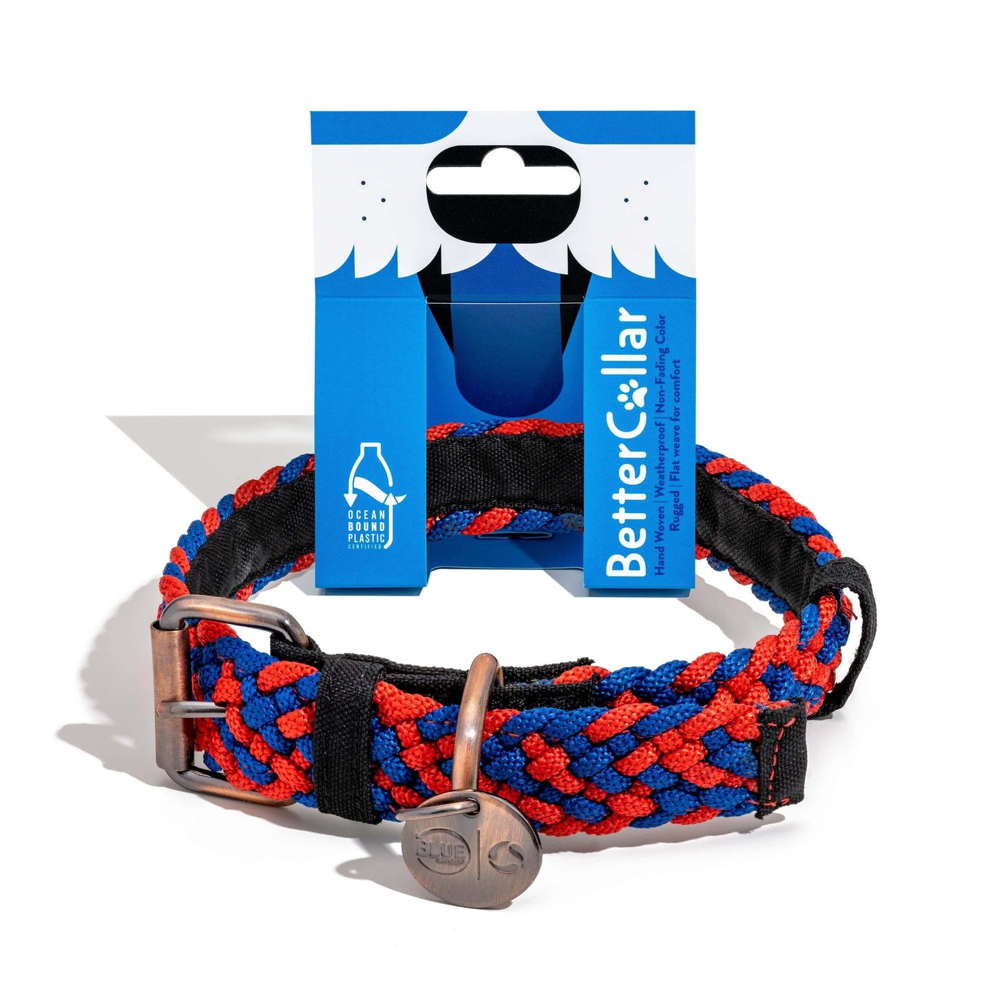 BetterCollar - 100% Fairtrade Recycled Ocean Bound Plastic D: Royal Red & Blue, Large