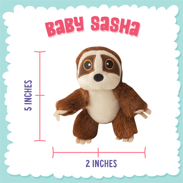 SnugArooz Baby Sasha the Sloth Plush Cat Toy 5"