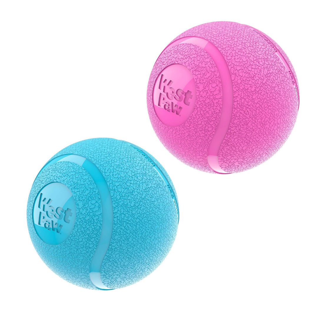 Boundr® 2-Pack Dog Toy Ball for Play, Chew, and Fetch: Hot Pink/Aqua
