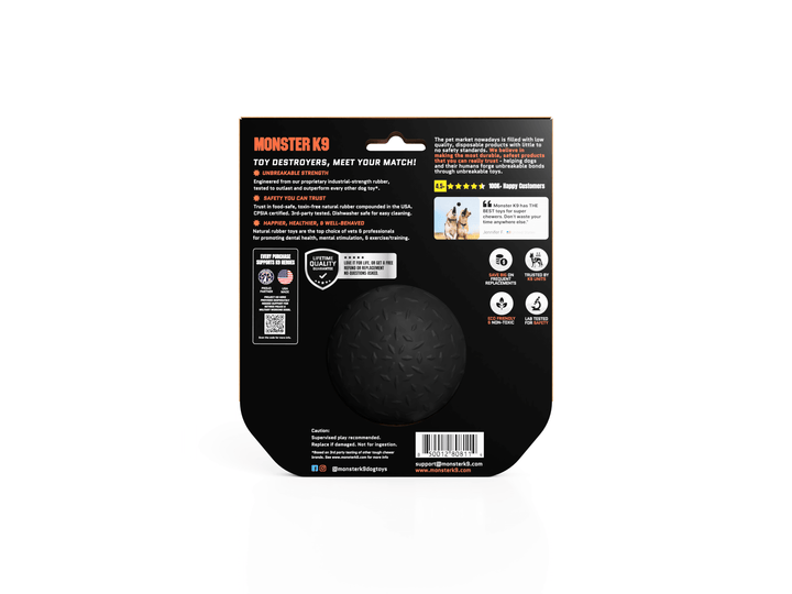 Monster K9 Black Dog Ball for Aggressive Chewers