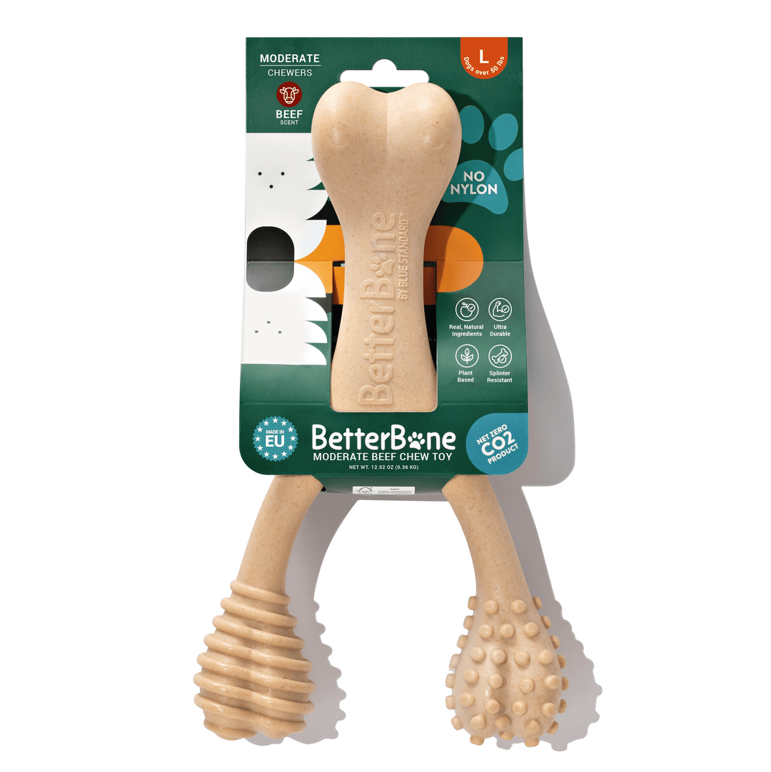 BetterBone Wishbone Plant Based Chew Toy - Moderate / Beef / Large