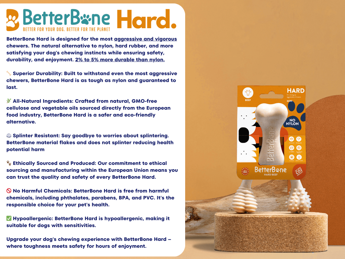 BetterBone HARD Small -Durable, All-Natural, No Nylon, Sustainable, Chew