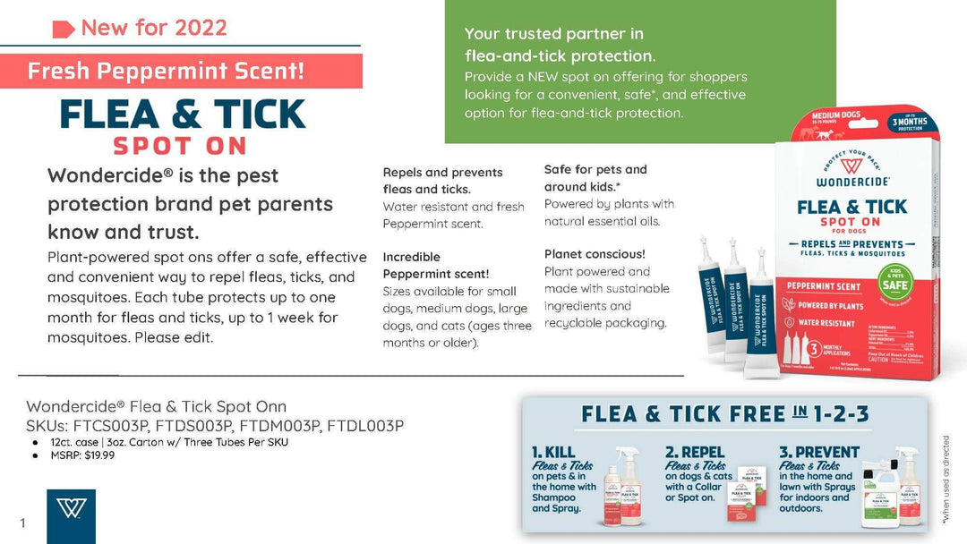 Wondercide Flea & Tick Spot On for Dogs - Large - Peppermint