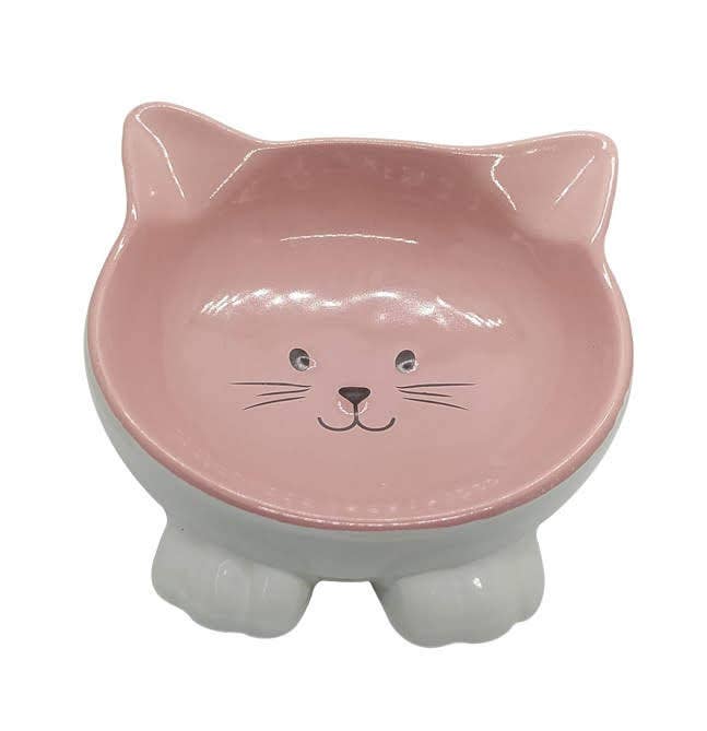 ThoozyPet Cat Face Ceramic Bowl Pink