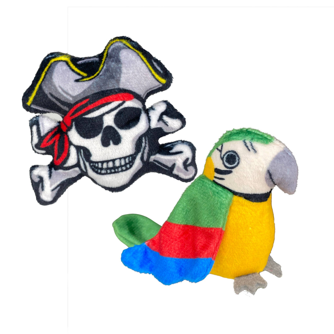 Multipet Margaritaville® Pirate Skull and Parrot Cat Toy 5"