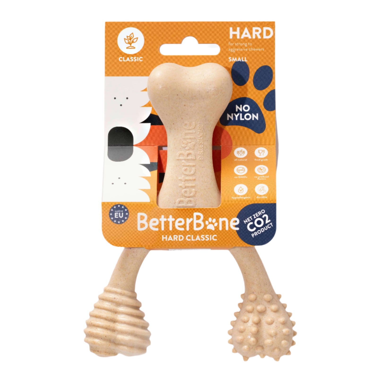 BetterBone Hard Classic chew toy for Large dogs – nylon-free, all-natural durable bone with textured ends for aggressive chewers