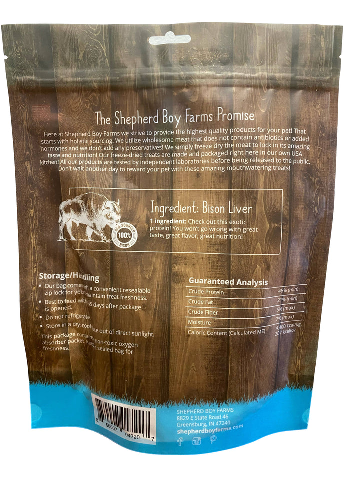 Shepherd Boy Farms Freeze Dried Bison Liver Treats: 8oz