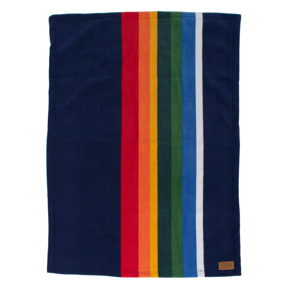 Multicolor striped fleece dog blanket from Pendleton National Park Collection – soft, cozy, and perfect for dogs in all seasons.
