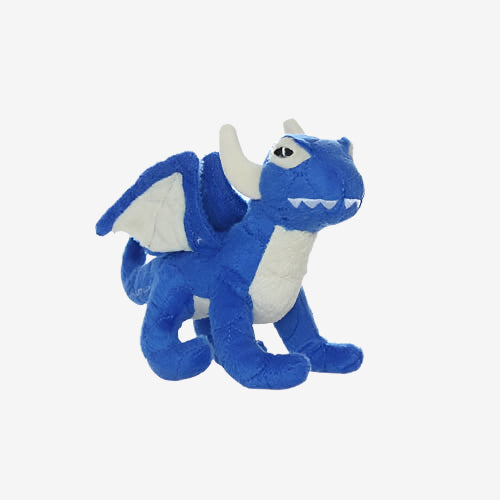Dragon deep blue dog toy designed for interactive and fetch play, made from durable, pet-safe materials