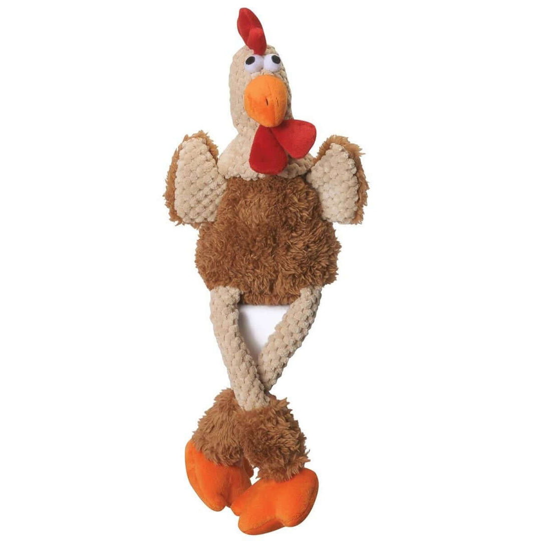 GoDog Checkers Skinny Rooster Brown w/Chew Guard Toy Small