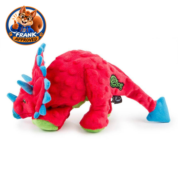 GoDog Dino Triceratops w/Chew Guard Plush Dog Toy Red Large
