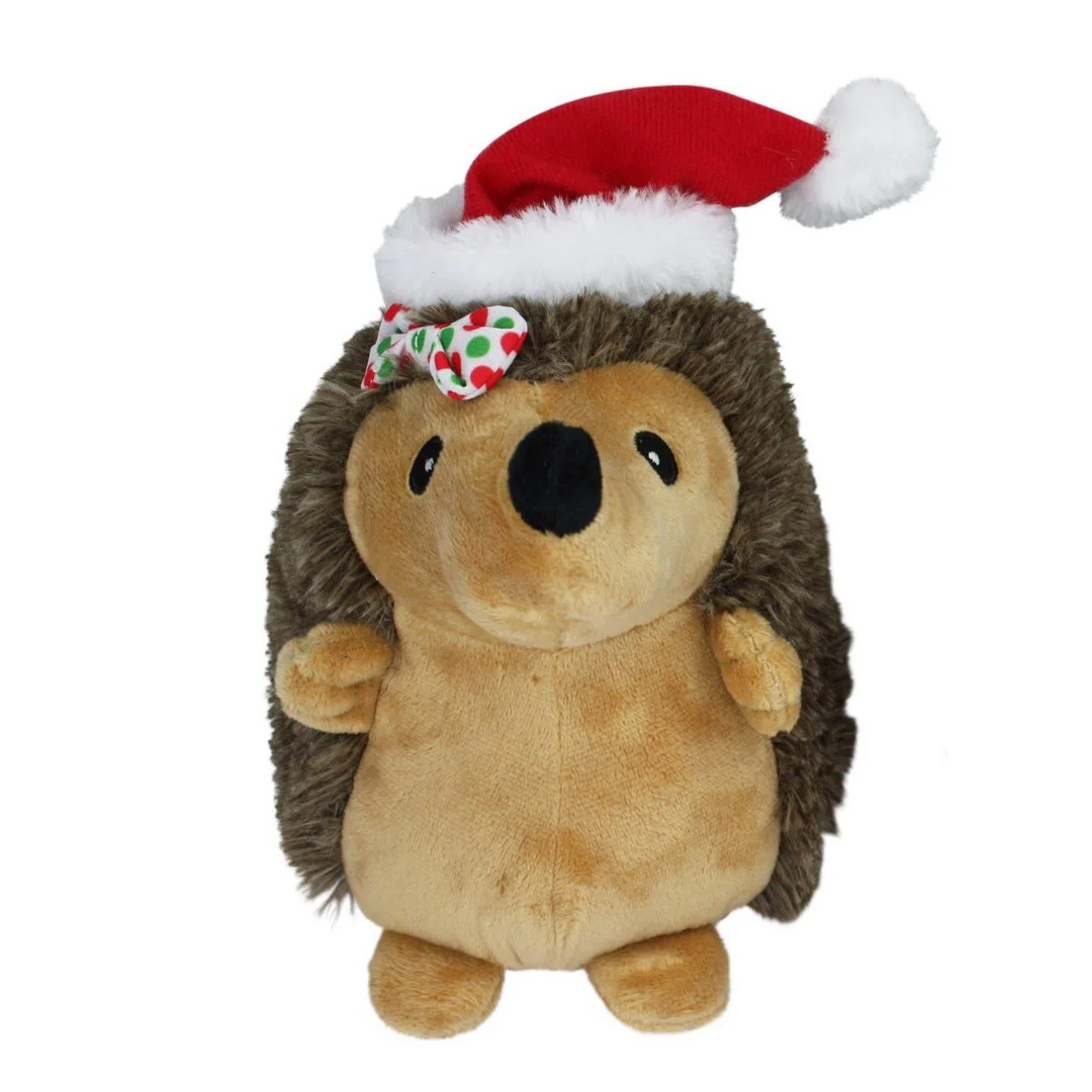 Multipet Hedgehog W/Hair Bow & Red Santa Hat - 8"