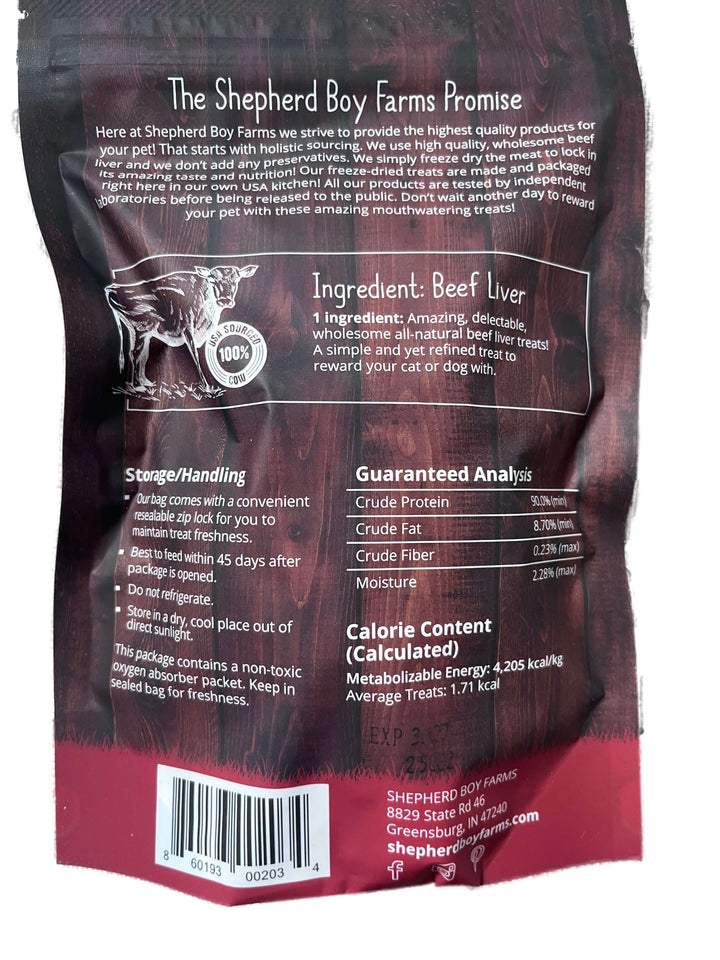 Freeze Dried Beef Liver Treats: 3oz