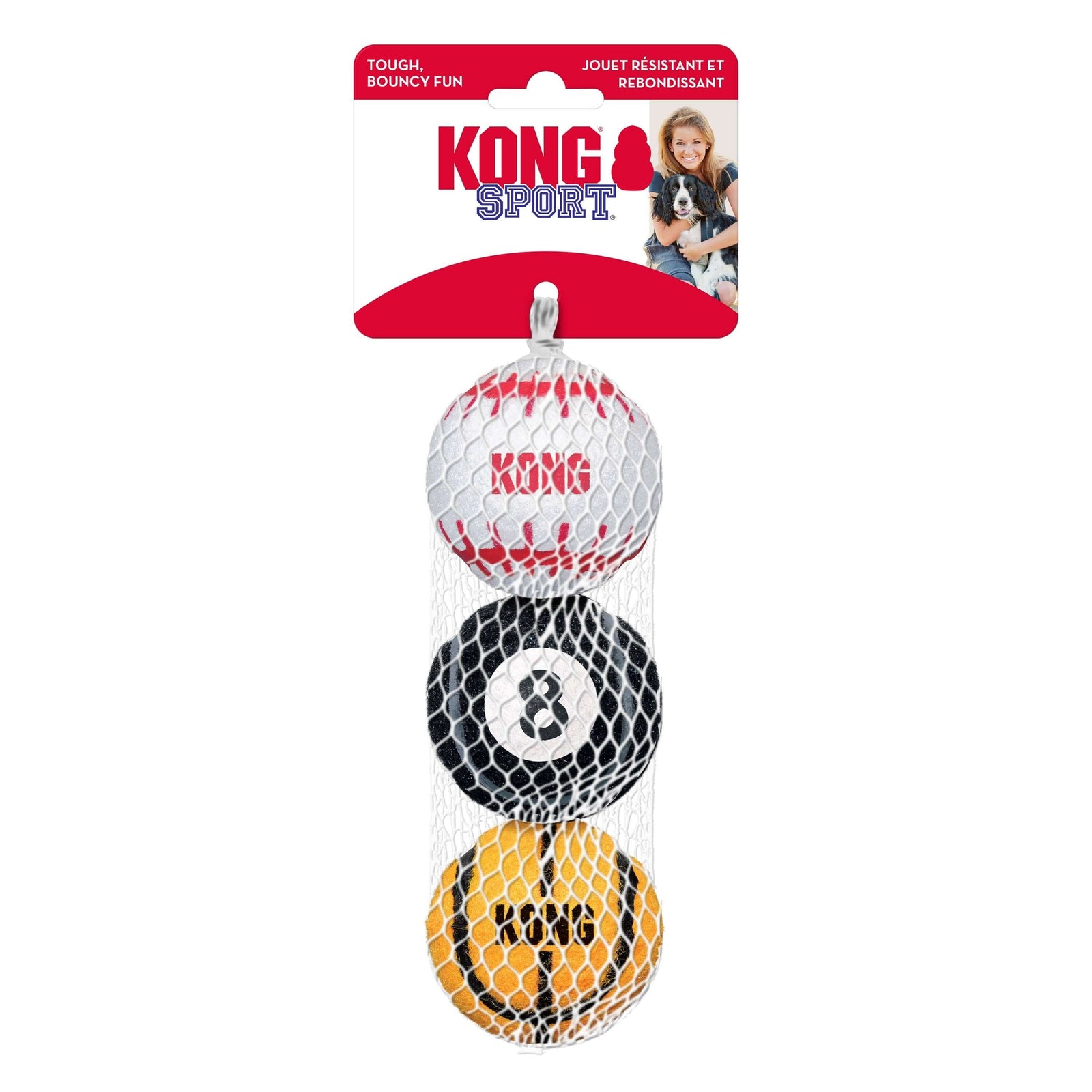 Kong Sport dog toy set with three balls on a white background