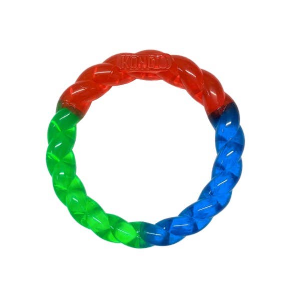 Colorful rubber ring toy with 'BONZI' branding on a white background