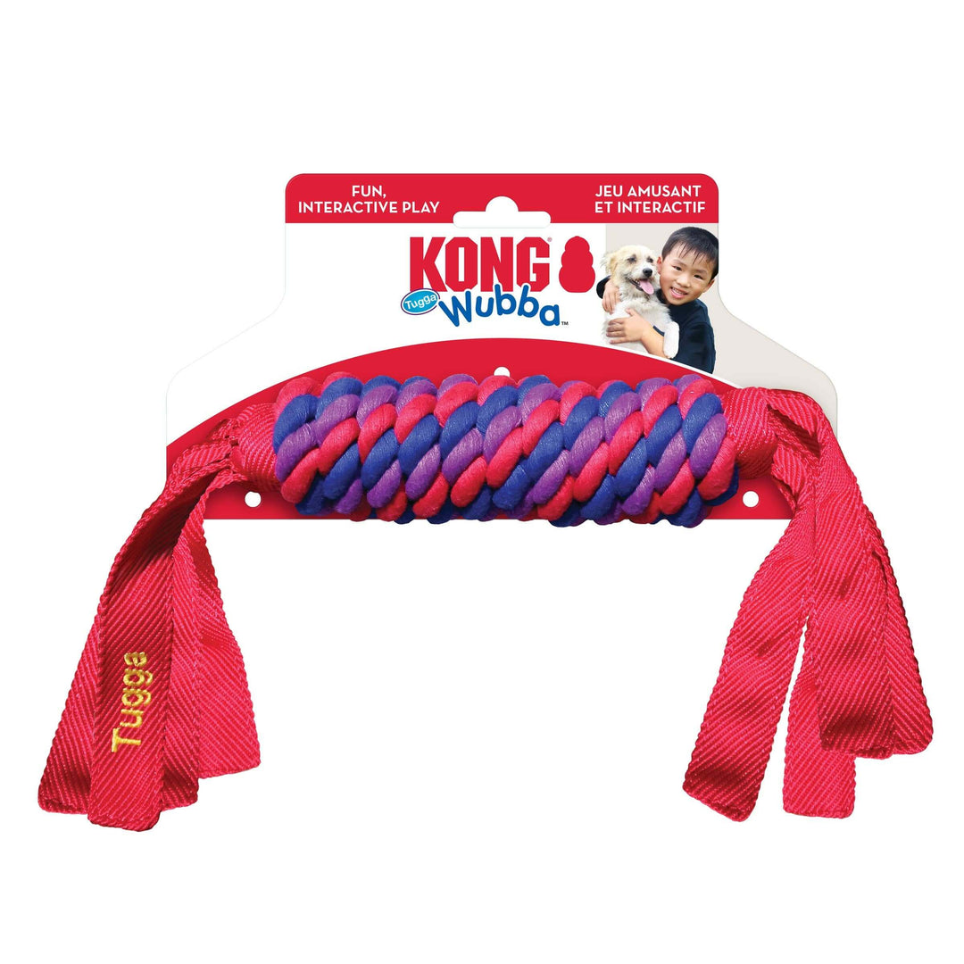 KONG Nubba dog toy with red and purple braided rope on a white background
