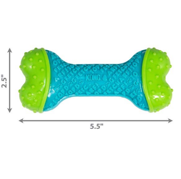 Dimensions of KONG CoreStrength Bone Dog Toy showing 5.5 inch length and 2.5 inch height