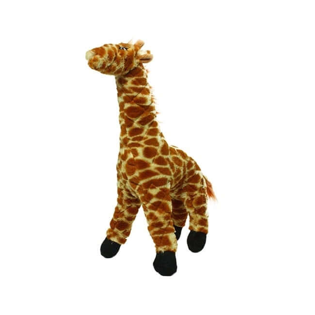 Safari-themed giraffe plush dog toy with spotted pattern – tough dog toy for interactive play