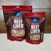Package of beef liver treats for pets
